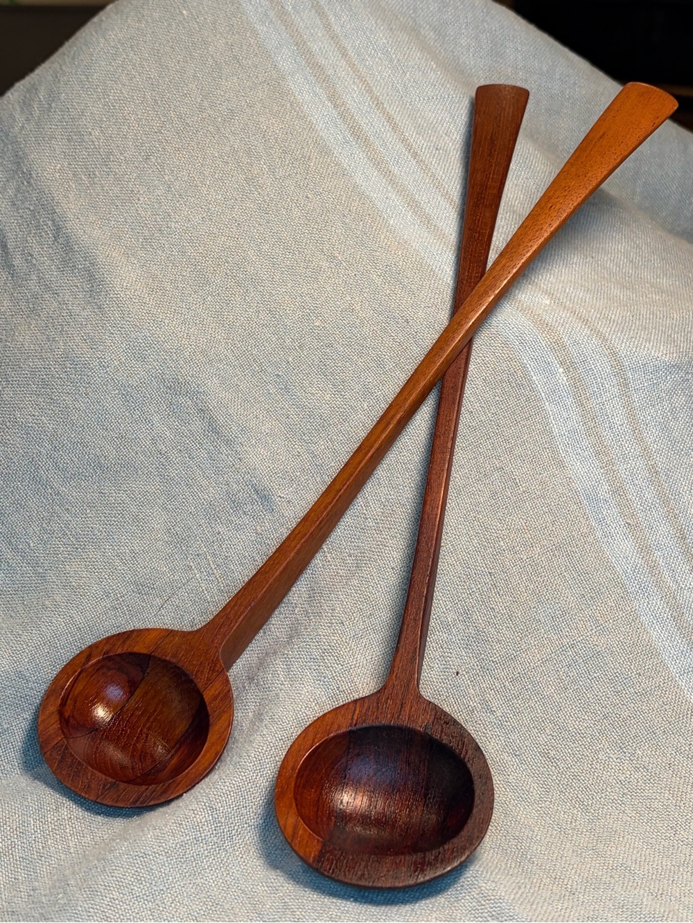 Jens Quistgaard 1950s set of 2 vintage teak spoons marked “Danmark”